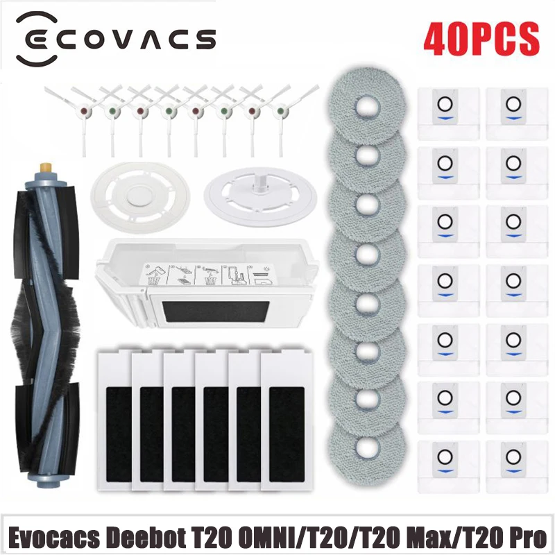 Kit Ricambi ECOVACS DEEBOT T20 Omni/Pro/Max: 20 Pezzi Con Spazzola, Filtri HEPA, Panni E Sacchetti