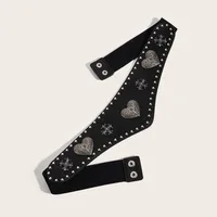 Ceinture de taille en cuir à lacets tendance pour femmes, style européen/américain, boucle en métal noire rétro, ceinture de taille élastique. 6