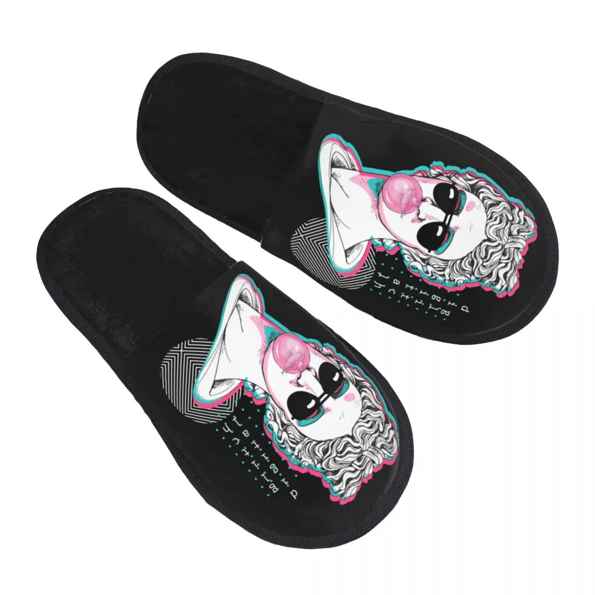 

Winter Slipper Woman Man Fashion Fluffy Warm Slippers Apollo Plaster Head Statue House Slippers Funny Shoes