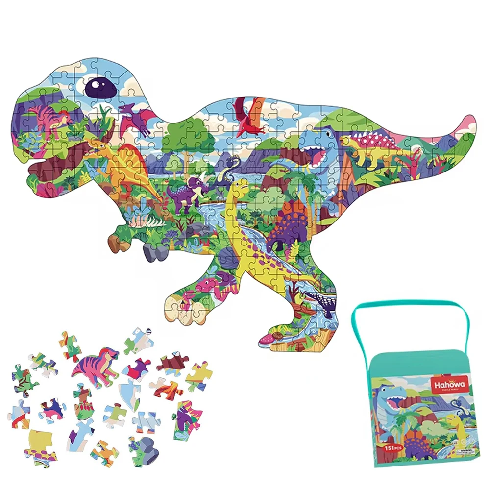 Hahowa Dinosaur Jigsaw Puzzle Kids Games Scenery For 3 Years Learning Animal Puzzles Educational Toys Children Birthday Gifts jigsaw puzzles wooden jigsaw puzzles wooden puzzle toys educational puzzles mini jigsaw puzzle