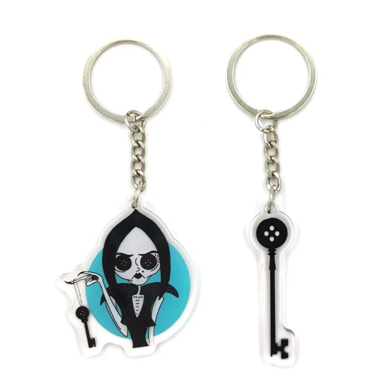 Coraline Horror Key Halloween Acrylic KeyChain Keyring Keychain  Bag Pendant Accessories Keyring  Id Badge Holder