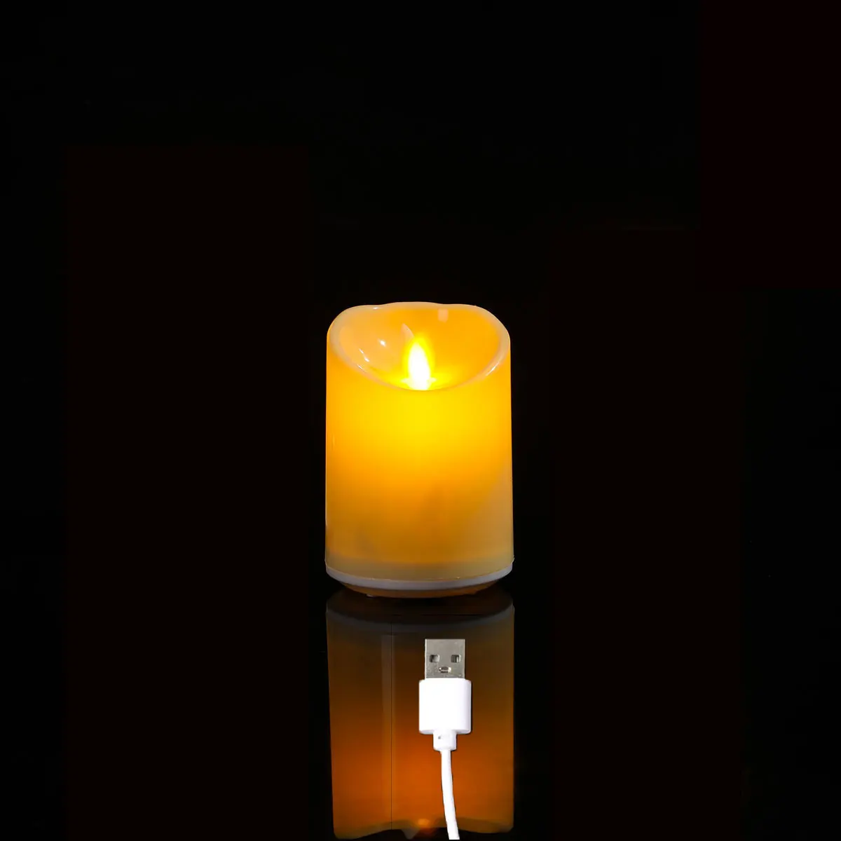 Flameless LED Rechargeable Dancing Flame Pillar Candles with USB Charging