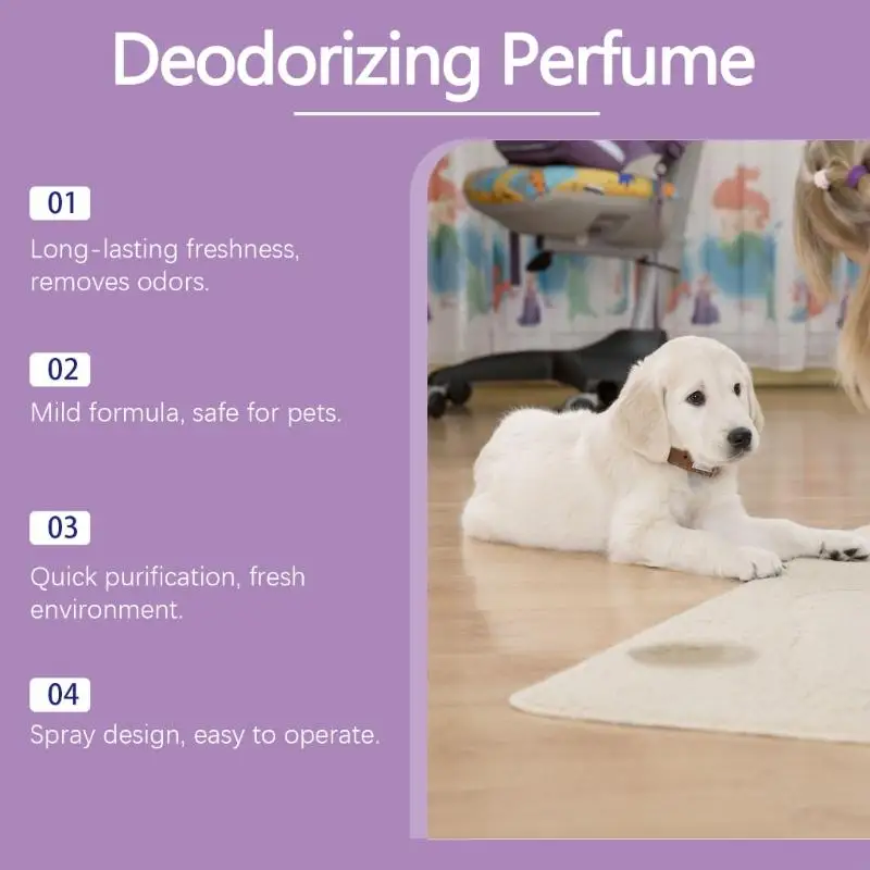 Everyday Use Pet Odor Eliminating Sprayers 50ml Natural Ingredient For Sensitive Pet Owners And Travel Convenient Efficient