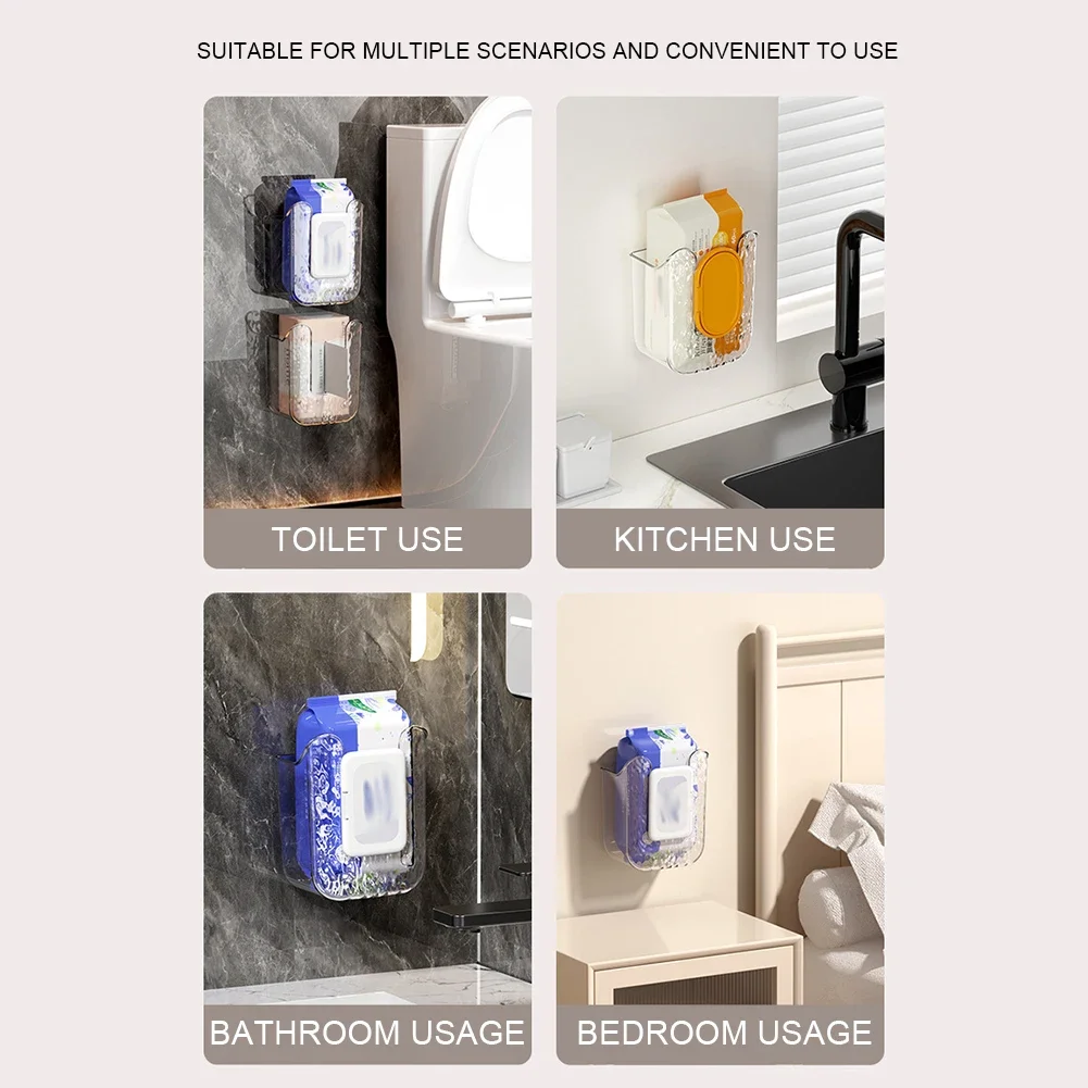 Wet wipe box Wall Mounted Wipe Tissue Organiser Box Self-Adhesive Paper Towel Dispenser for Kitchen Bathroom 6