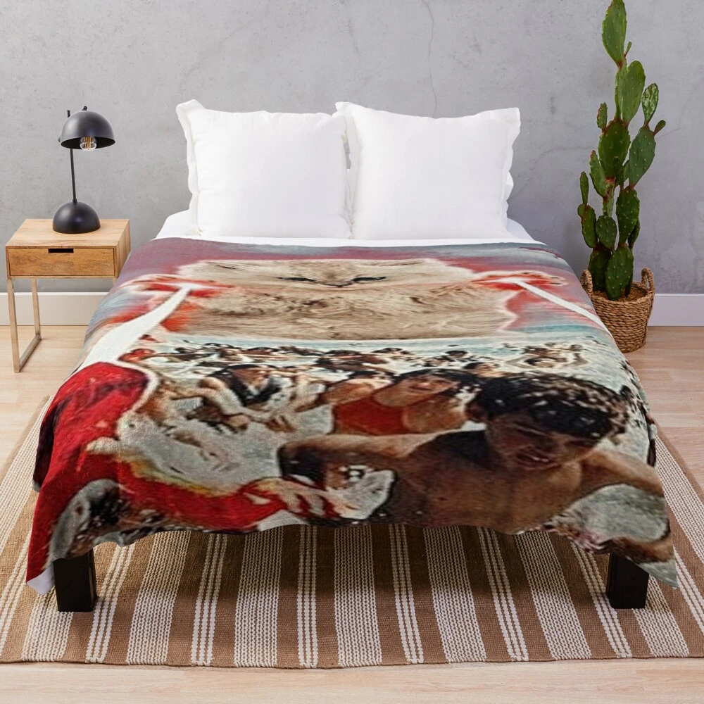Fantasy Kitty With Lasers On The Beach Throw Blanket Blanket For