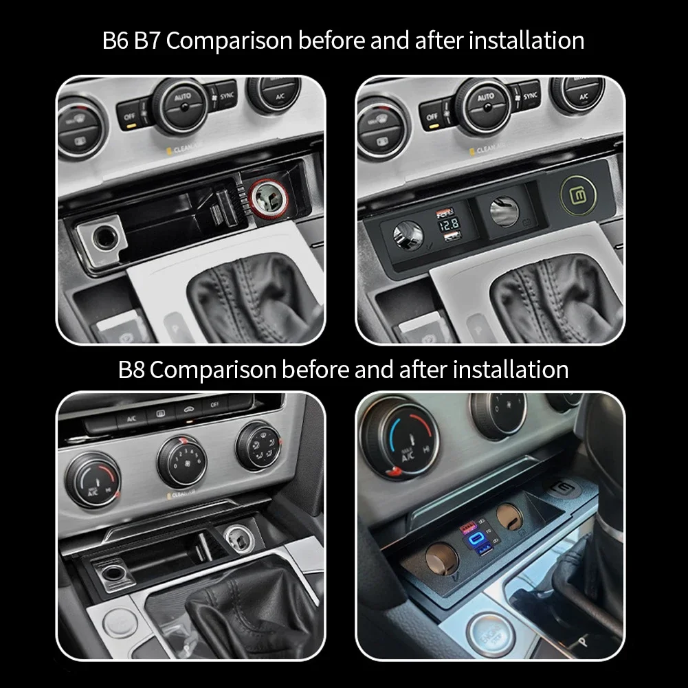 폭스바겐 파사트 B6, B7, B8, ARTEON, CC, R36 차량용 충전기, 빠른 충전 담배 라이터 스플리터, QC4.0, QC3.0, PD 타입 C 2 개