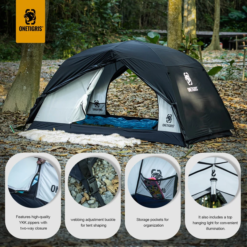 OneTigris 2-4 People STELLA Tents for Camping Black Waterproof