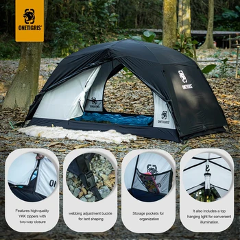 OneTigris STELLA Camping Tent Black Tigris Series Backpacking Shelter Easy Setup Instant 2-Person 4-Season Tent For Hiking 2