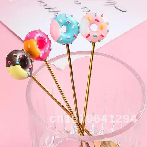 

Donut Fork Spoon Stainless Steel Doughnut Dessert Fruit Forks Honey Coffee Stirring Spoon Baby Kid Cutlery Dinnerware Accessorie