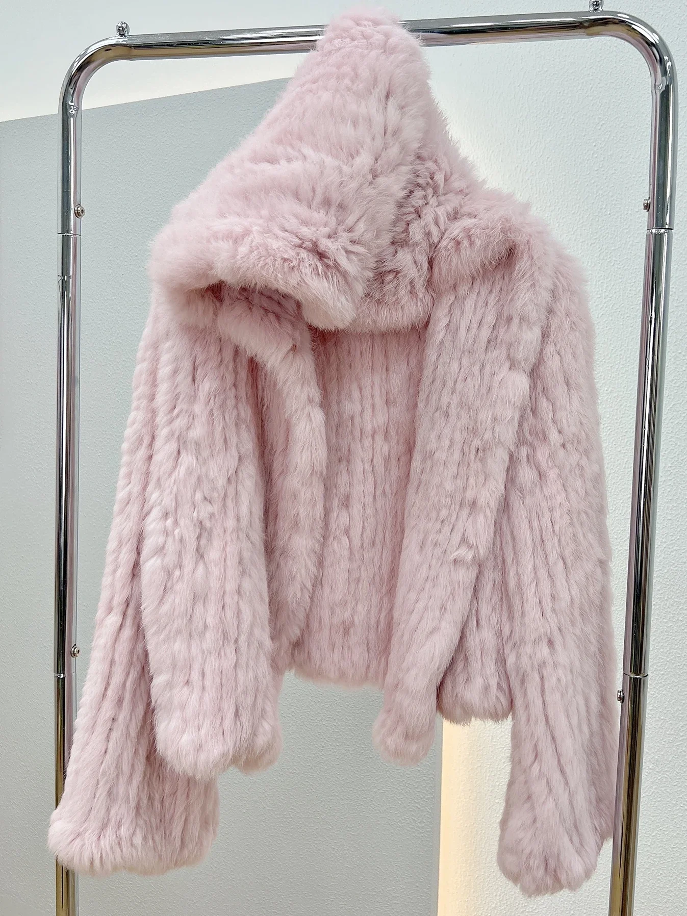 Short Real Rabbit Fur Coat for Women Autumn Winter 2023 Encrypted Hand-woven Double-sided Hooded Young Jacket Women's Clothes