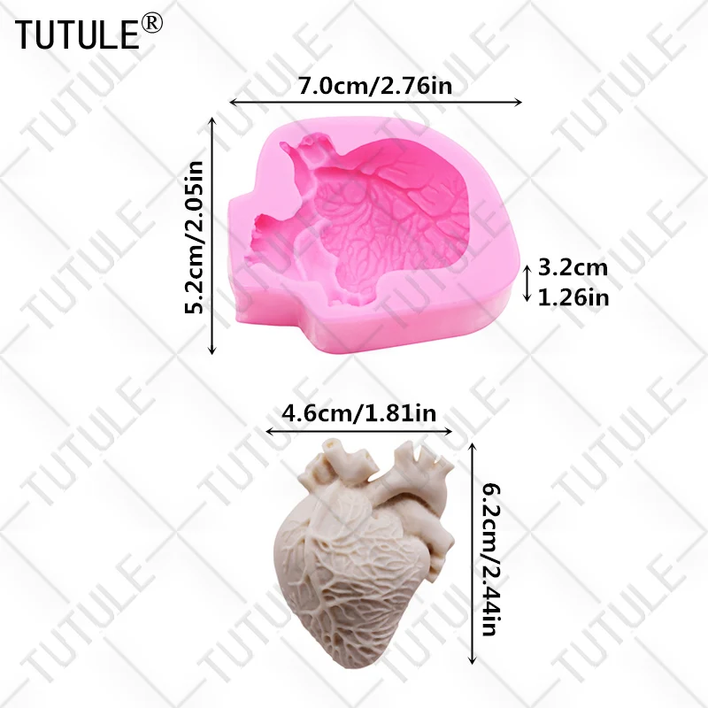 Description Picture 3 of item3D organ heart flip candy silicone mold Halloween brain cake clay mold DIY drip baking chocolate tools