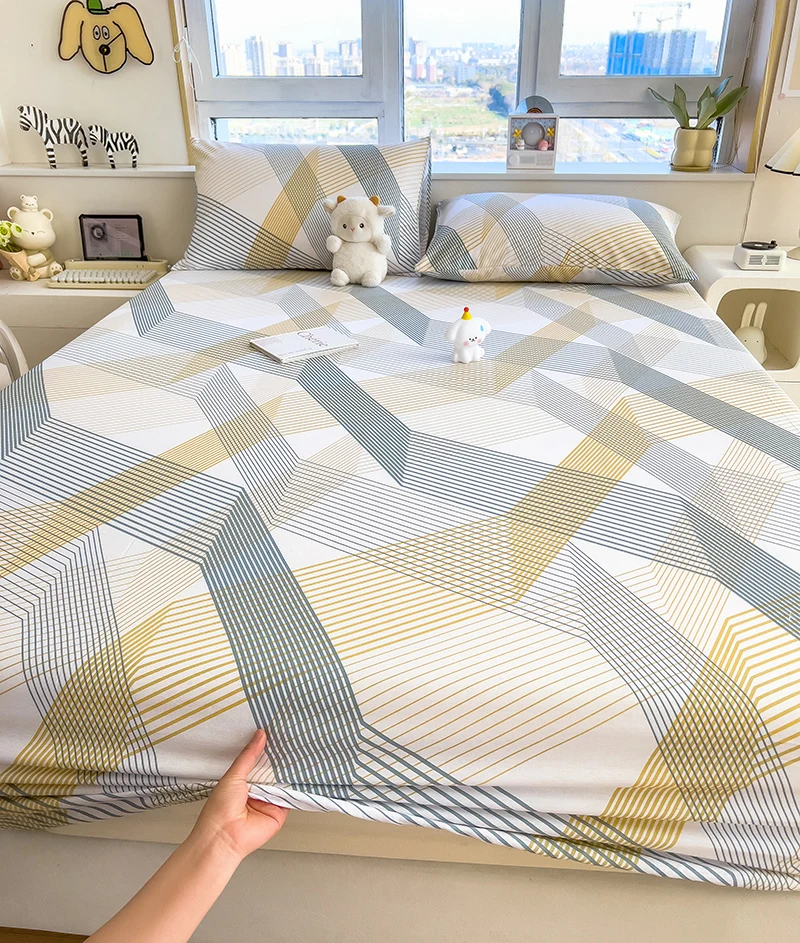 100% Cotton Bed Cover Bed 90/120/150/180cm Sheets Simple Style Bed Linen for Home Fitted Sheet sabanas (Pillowcase Need Order) 3