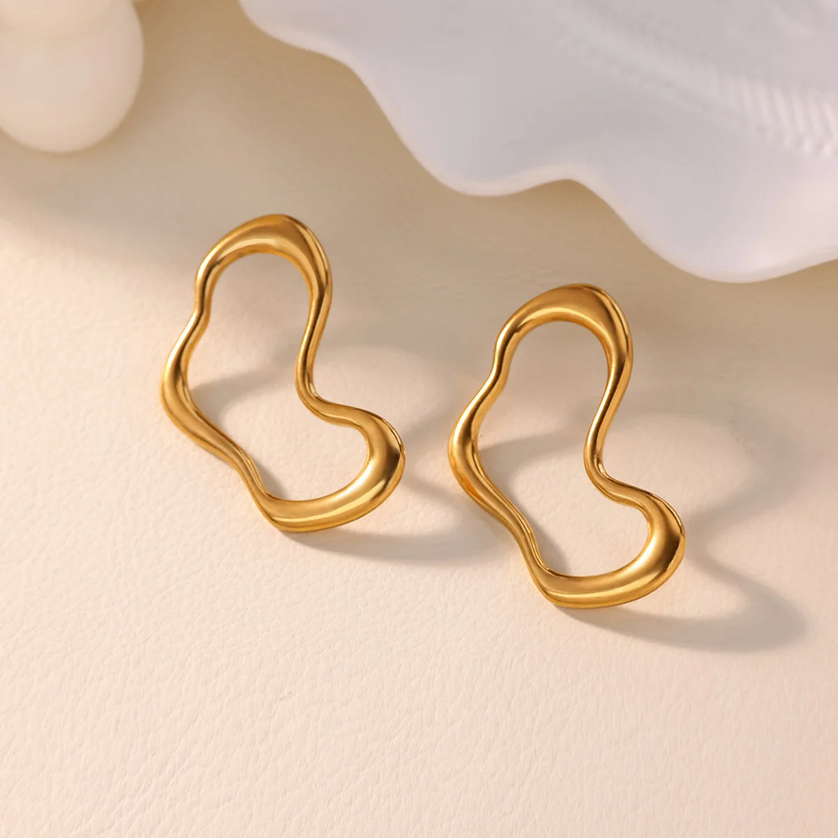 Stainless Steel Hollow Irregular Earrings For Women