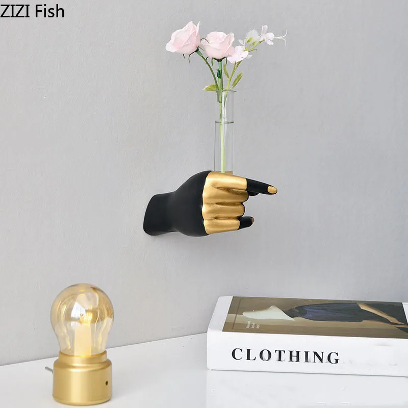 Creativity Fist Shape Vase Flower Arrangement Living Room Decoration Simulation Fist Vases Resin Crafts Modern Decor Ornaments 2