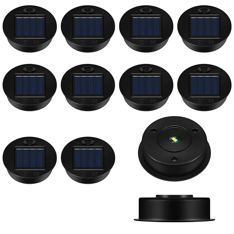 

12 Pack Replacement Solar Light Parts Solar Light Replacement Tops Waterproof LED Solar Panel Lantern Lid Light Outdoor