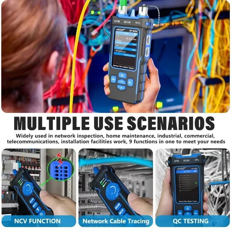 NF-8508 Network Cable Tester LCD Digital Rechargeable Network Line Finder Wire Tracker PoE Checker Optical Wire Meter