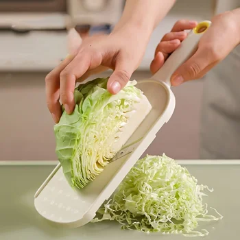 Manual Cabbage Shredder 1PC, ABS Plastic Vegetable Slicer with Stainless Steel Blade, Multipurpose Kitchen Salad Tool 1