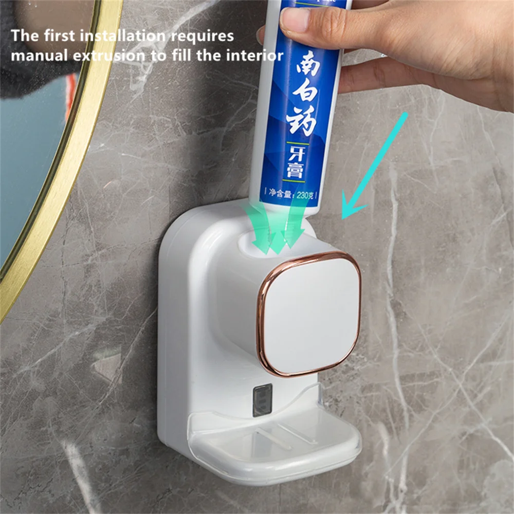 

Toothpaste Dispenser White Rechargeable Automatic Induction Wall-mounted Punch-free Toothpaste Squeezer Extruder Fully Automatic