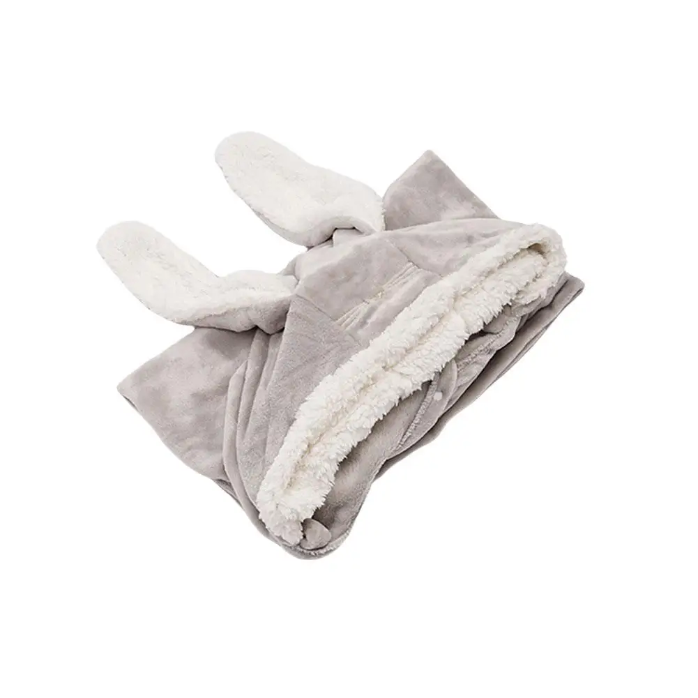 Cute Bunny Ear Cape Flannel Blanket Hoodie Adult Child Office Home Comfortable Wearable Thickened Soft Blankets Warm Cape A3P2