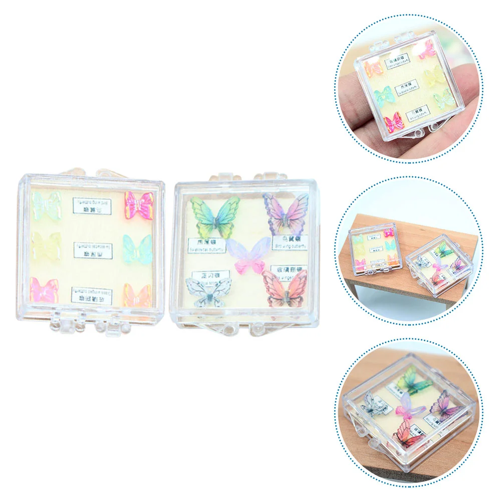 

2 Boxes Butterflies Adornments Landscaping Statues Plastic Home Decor House Micro Specimen