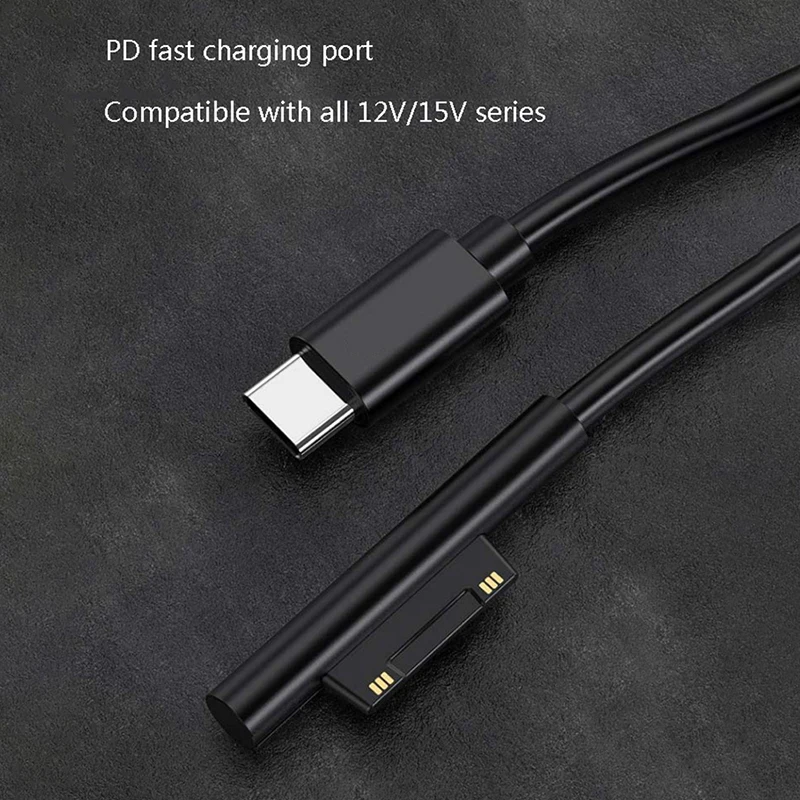 1 Pcs New Fast Charging USB Type-C Power Supply For Microsoft Surface Pro 7 3 4 5 6 15V 3A PD Tablet Charger Adapter Cable Cord