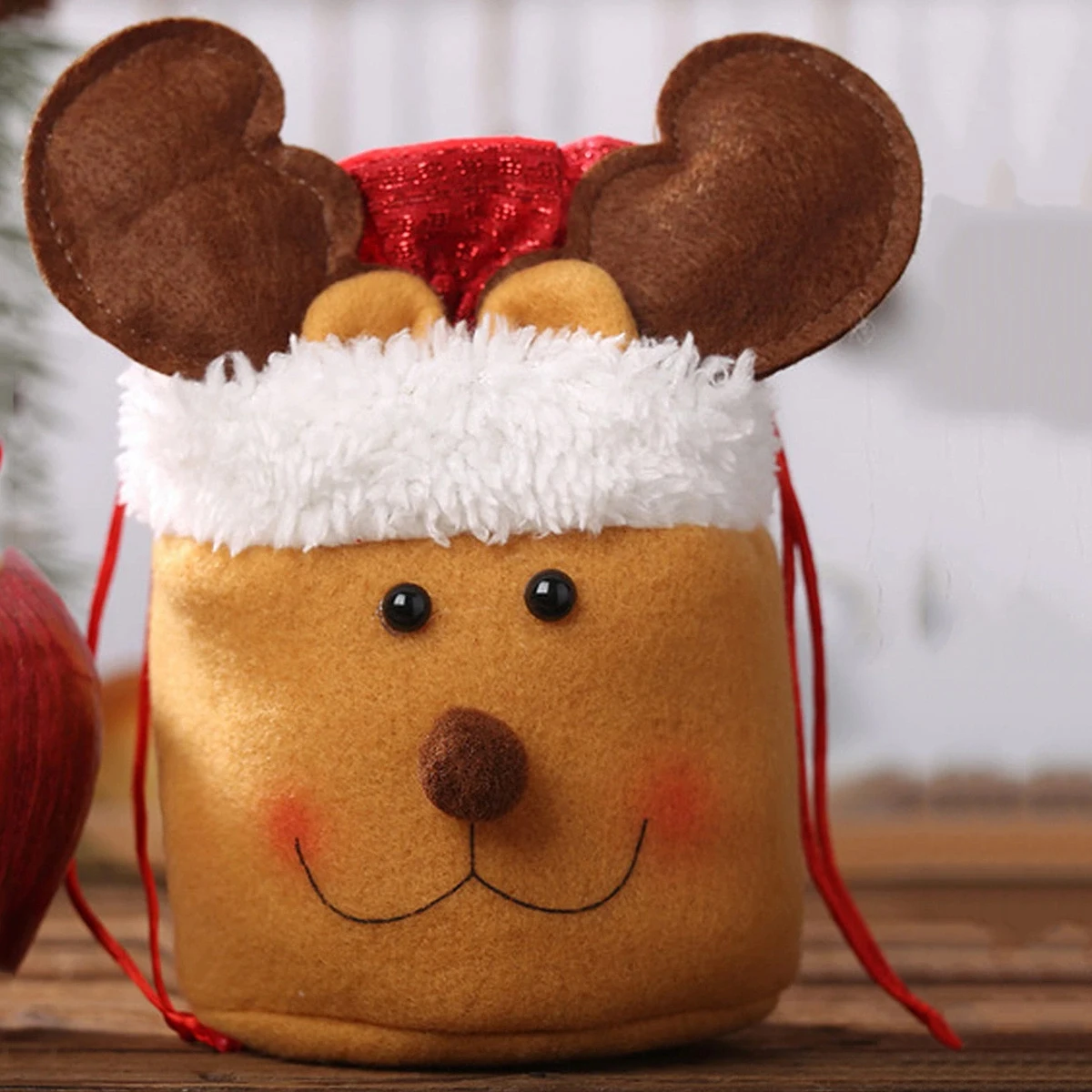 1pc-Christmas Decoration Drawstring Apple Bag, Elderly Candy Bag, Gift Bag, Scene Decoration, Holiday Decoration, Room Decora