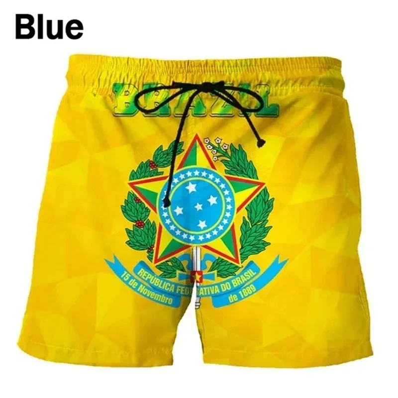 Brazilian Flag 3D Printed Beach Shorts Men Brazilian National Emblem Graphic Shorts Fashion Board Shorts Boys Swimming Trunks 6