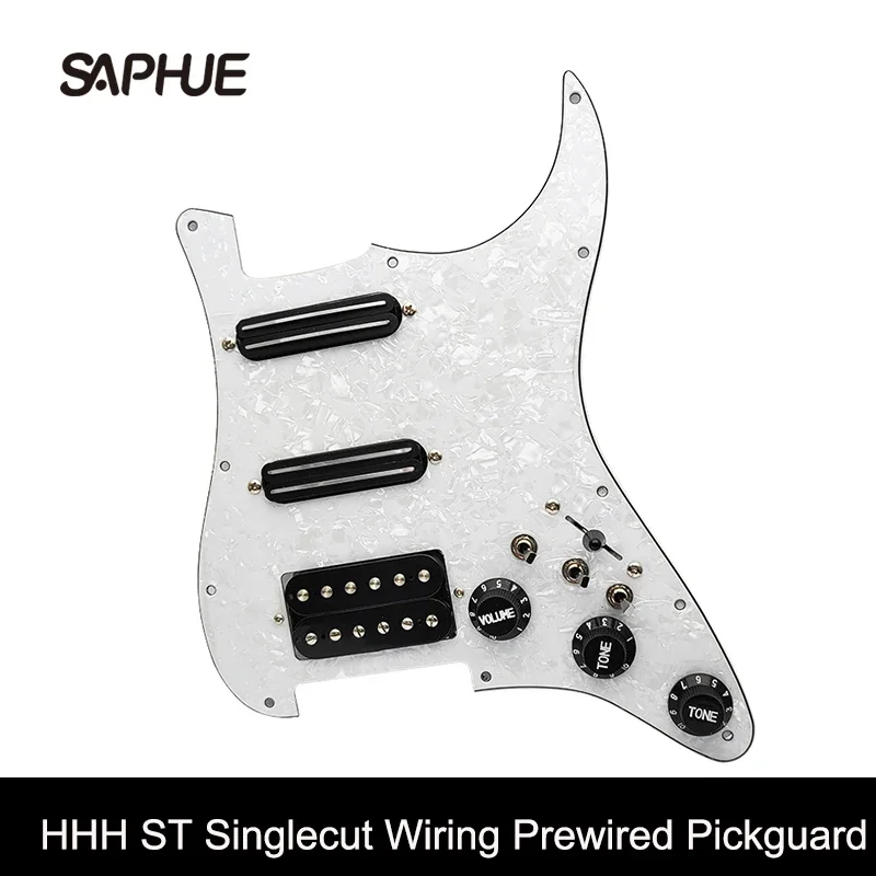 Coil Split Hhh Electric Guitar Pickguard Scratchplate Assembly H-H-H St Con Cablaggio Singlecut Pickguard Precablato Caricato