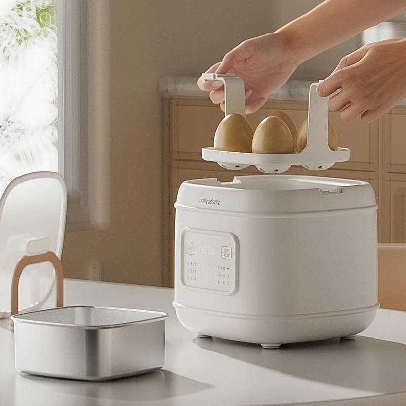 300W Electric Egg Boiler Breakfast Machine Multicooker Steamer Automatic Egg Cookers Home Custard Steaming Cooker with Timer