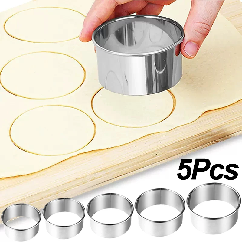 5/1Pcs Round Biscuit Mold Cookie Cutter Set Stainless Steel Baking Pastry Cake Mould DIY Dumplings Skin Cutters Kitchen Tools