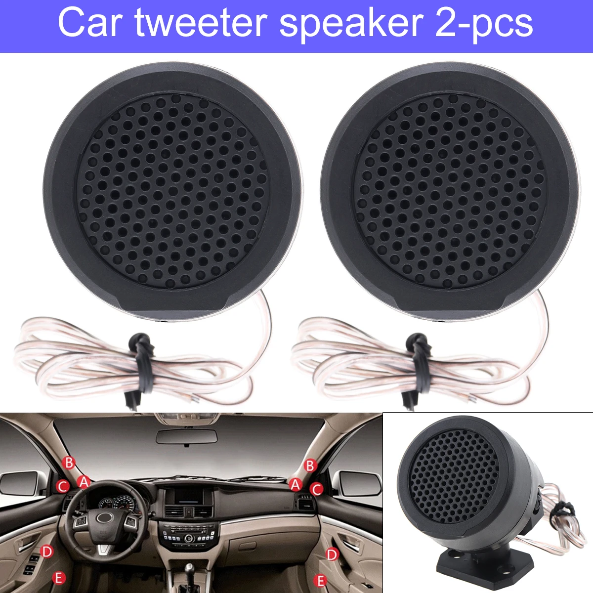 

1 Pair 500W High Efficiency Mini Dome Car Tweeter Speakers Auto Horn Audio Music Stereo Speakers for Car Audio System
