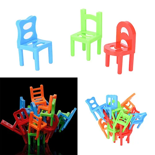 18PcsBalanceChairsBoardGameChildrenPuzzleStackingChairsToys