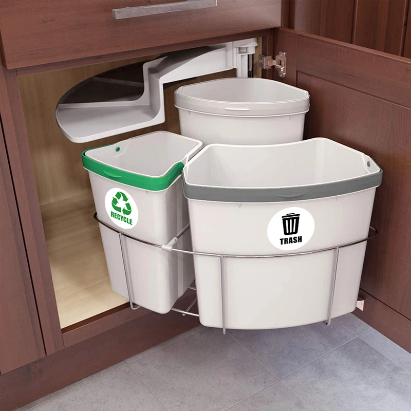 6 Pcs* 5inch PVC Recycle Trash Bin Sticker Vinyl Decals For Label Bins Containers Garbage Cans Home Decor trash can sticker