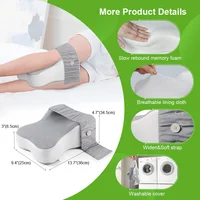 Oreiller long de 14 pouces pour dormir sur le côté, soutien complet des cuisses et des genoux pour une séparation des genoux requise, oreiller pour les jambes, grand, gris 4