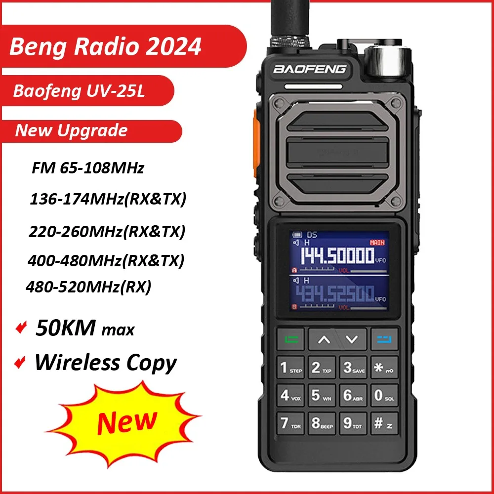 

Baofeng UV-25 10W Walkie Talkie Long Range Wireless Copy Frequency Tri Band NOAA Type-C Charging FM Amateur Radios for Hunting