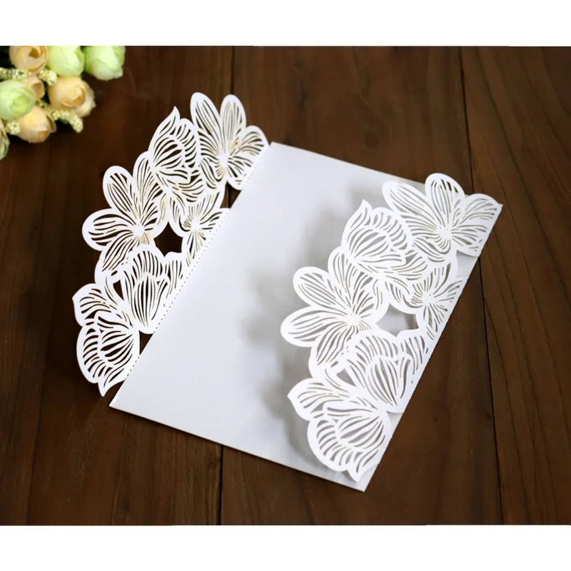 10/20pcs Flowers Wedding Invitations Card White Paper Birthday Gift Greeting Card Cover Wedding Engagement Party Decor Supplies