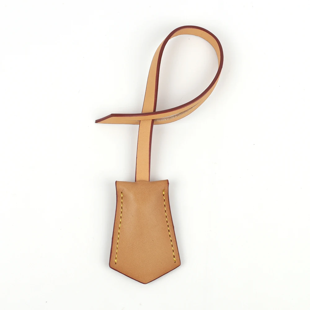 Vegetable Tanned Leather Luggage Tag Handbag Travel Bag Charm Key Bell Accessory