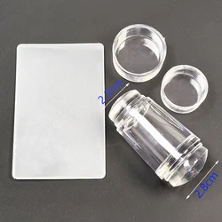 French Style Silicone Nail Stamper Kit with Scraper - Transparent Jelly Manicure Tool for Artful Stamping Designs (Double head clear)