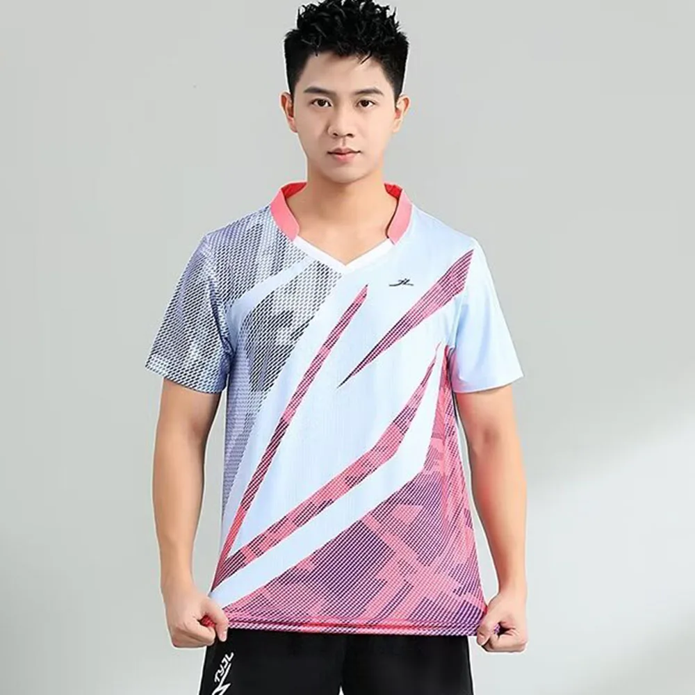 Quick Dry Badminton T-shirt for Men Women Match Training Sportswear Print Tennis Ping Pong Table Tennis Uniform