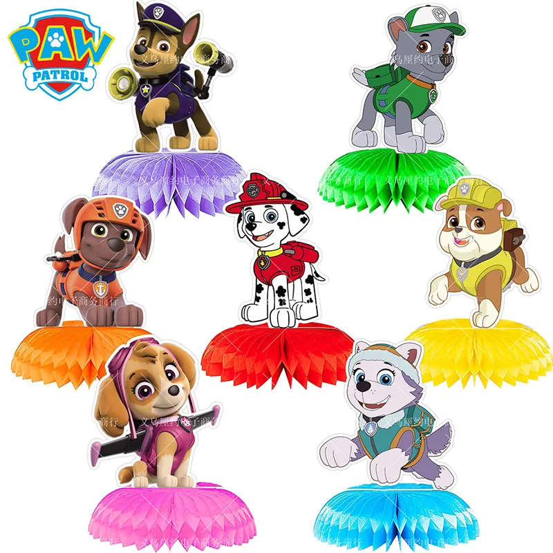 Paw Patrol Birthday Party Decoration For Kids Toy Chase Skye Cartoon Decorazione A Nido D'Ape Forniture Banner Backdro Table Decor