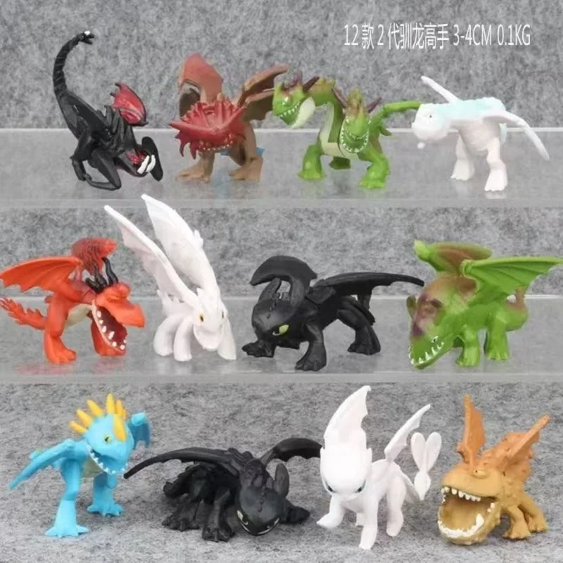 12-Piece How to Train Your Dragon: Hidden World Toothless Mini Anime PVC Action Figure Set