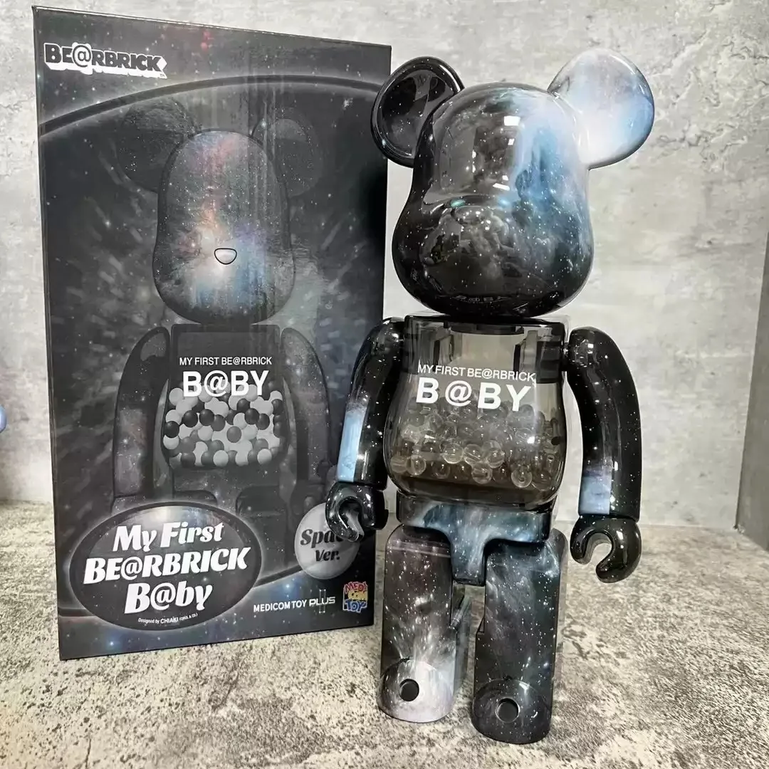 

Bearbrick 400% Starry Sky Qianqiu Abs Material Trendy Teddy Bear Be@rbrick 28cm Gift Doll Joint Rotation With Clicking Sound