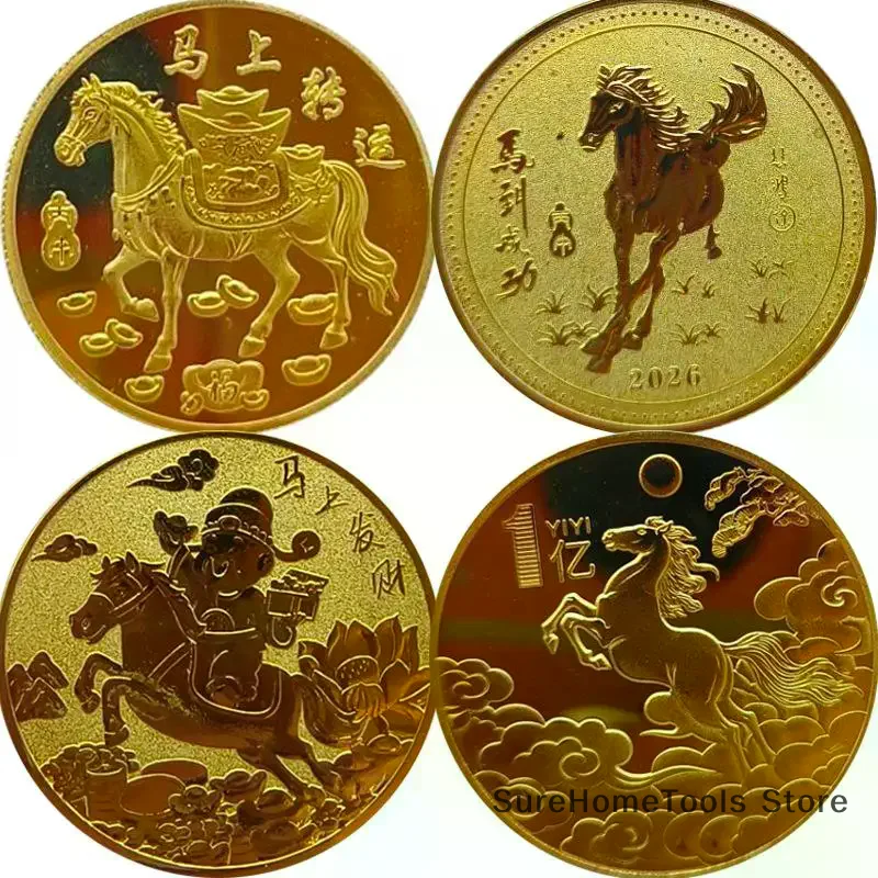 40mm 2026 Year Of The Horse Souvenir Coins Lucky Zodiac Horse Collectible Metal Coins Chinese New Year Feng Shui Collection Gift