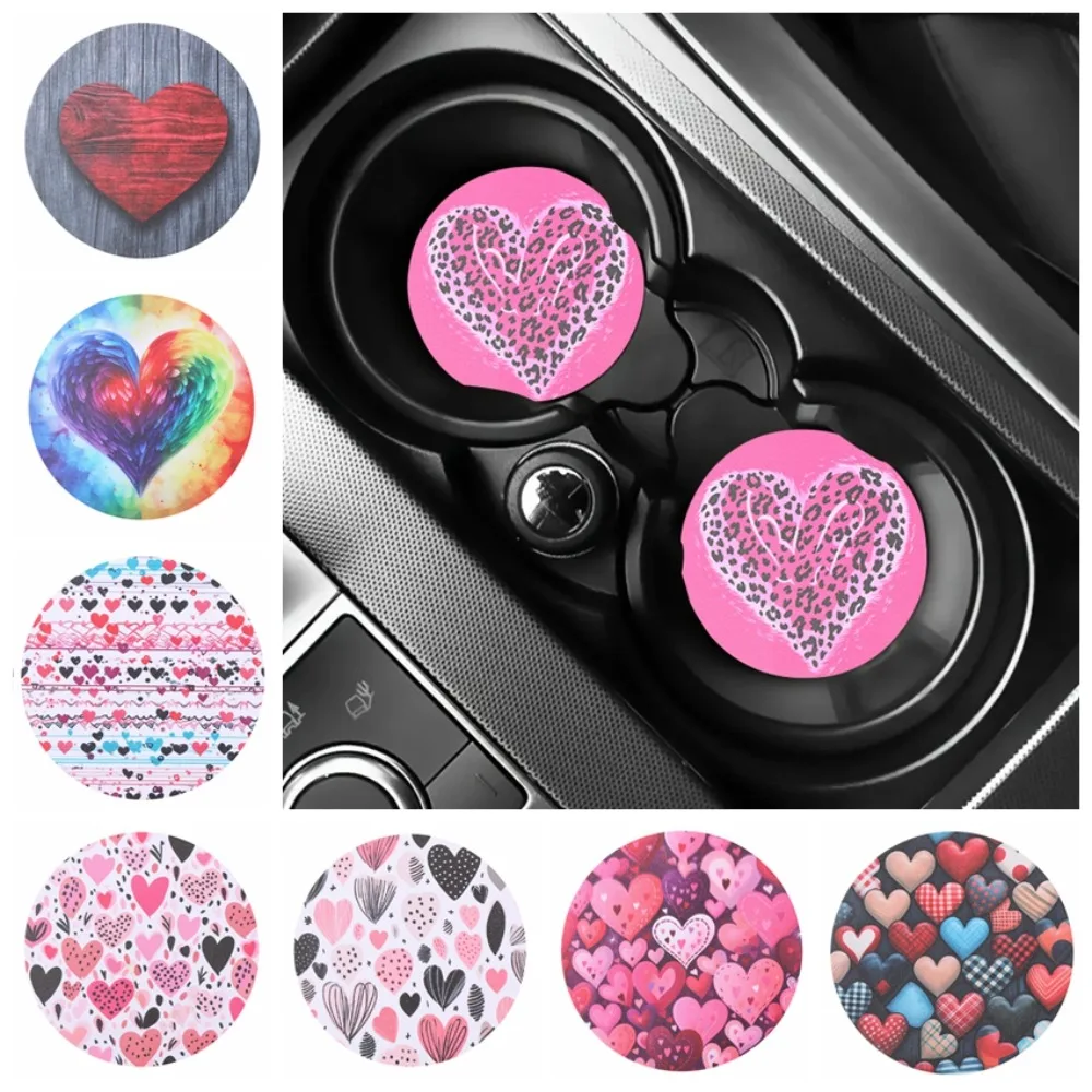 Heart Pattern Car Auto Cup Mats Anti-Slip Pad Cup Mat Auto Holder Insert Coaster Pink Anime Pattern