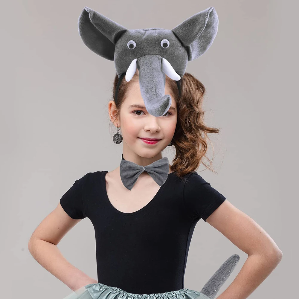 غطاء رأس فيل حيوان كاواي ، إكسسوارات شعر ، حفلة عيد الهالووين ، أداء تنكري ، عصابة رأس مزخرفة