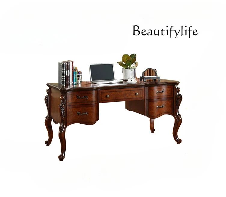 

American Country Solid Wood Office Desk Home Villa Study Furniture Simple Writing Desk European Style