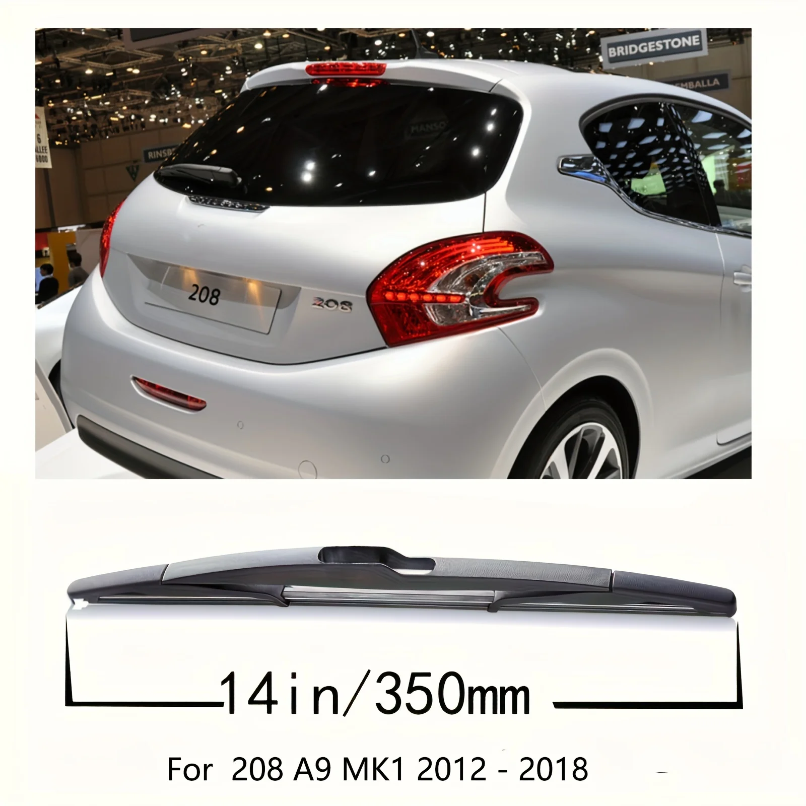 14" Rear Wiper Blade Windshield Windscreen Clean Tailgate Window Car Rain Brush  For Peugeot 208 A9 MK1 2012 - 2018 3