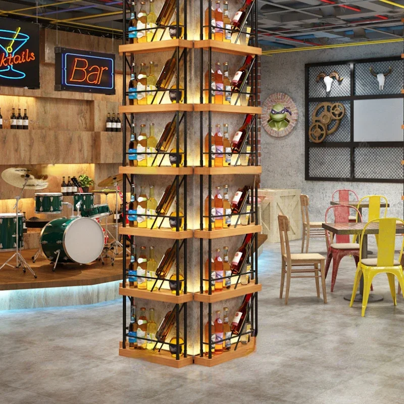 Partition Creative Bar Cabinet Iron Art Wall Mounted Fashion Modern Wine Rack Shelving Mueble Bar Nightclub Furniture