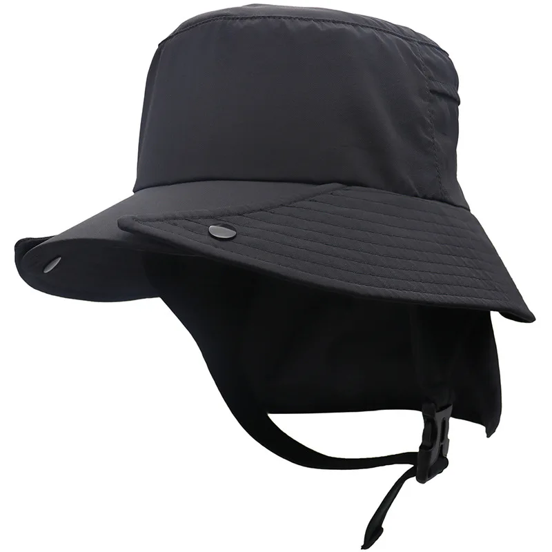 UPF50+ men sun hat large eaves surf cap detachable fisherman hat summer uv-proof fisherman sunscreen surfing wind-proof cap