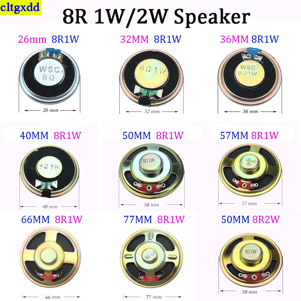 Compact Circular Acoustic Speaker Set - 2-Piece, 8 Ohm, Multiple Diameter Options